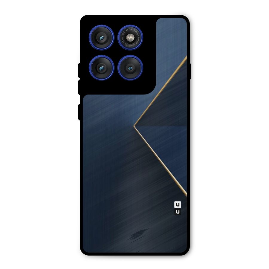 Golden Blue Triangle Metal Back Case for Motorola Edge 60 Pro
