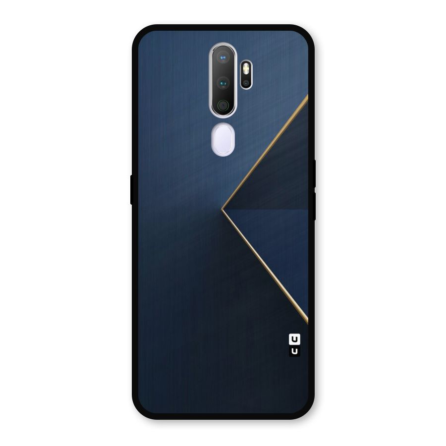 Golden Blue Triangle Metal Back Case for Oppo A9 (2020)