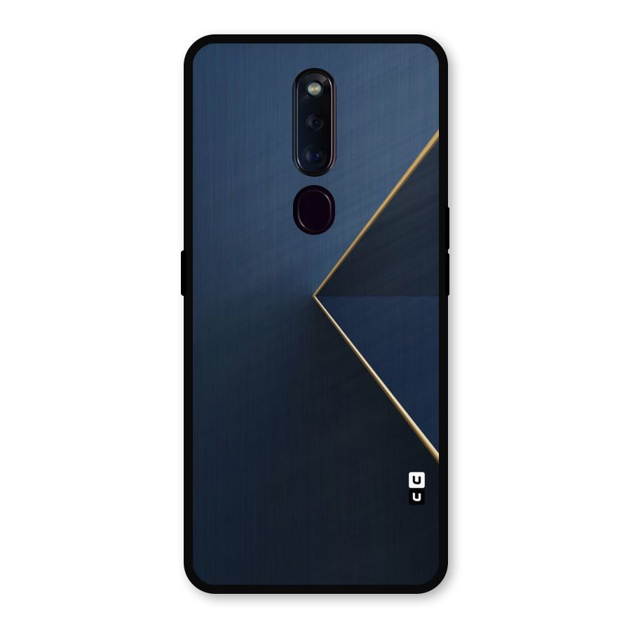 Golden Blue Triangle Metal Back Case for Oppo F11 Pro