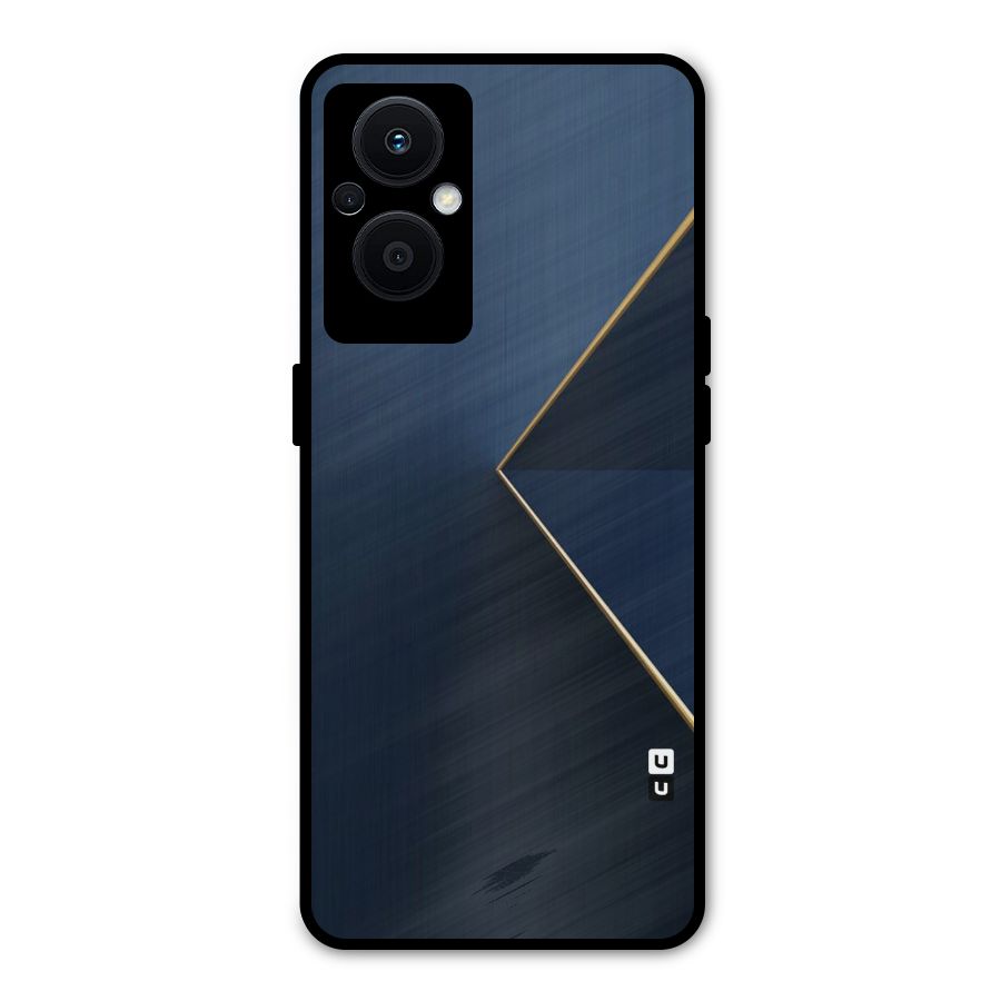 Golden Blue Triangle Metal Back Case for Oppo F21 Pro 5G