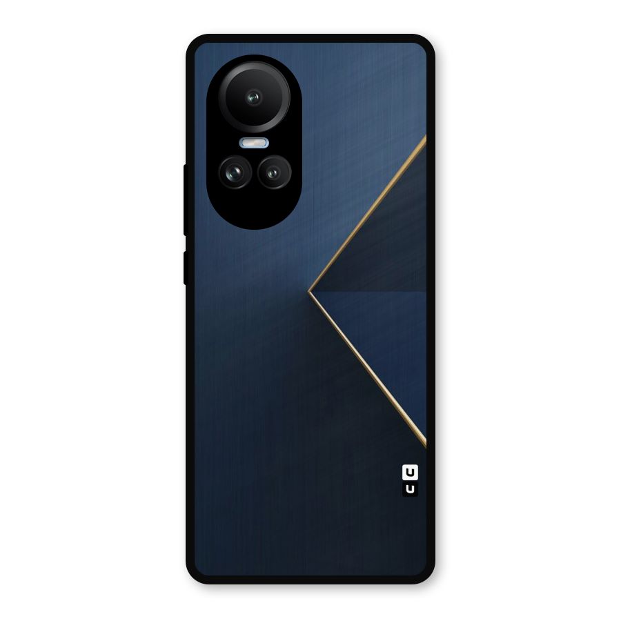 Golden Blue Triangle Metal Back Case for Oppo Reno10 Pro