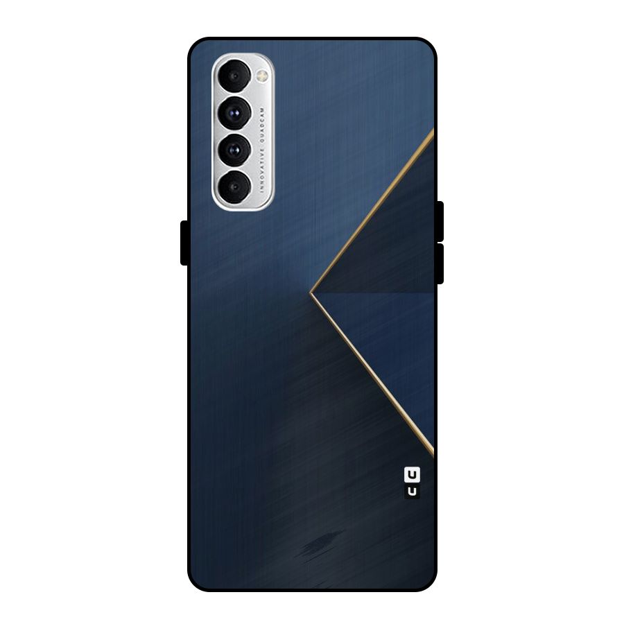 Golden Blue Triangle Metal Back Case for Oppo Reno4 Pro
