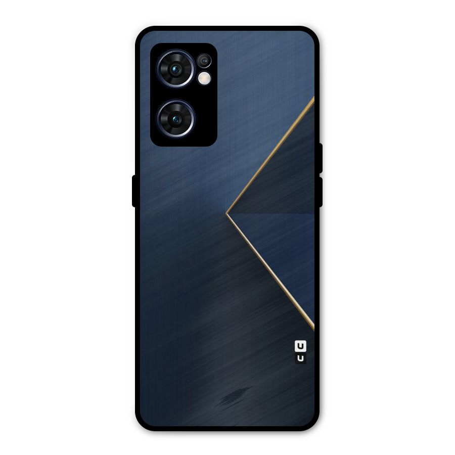 Golden Blue Triangle Metal Back Case for Oppo Reno7 5G