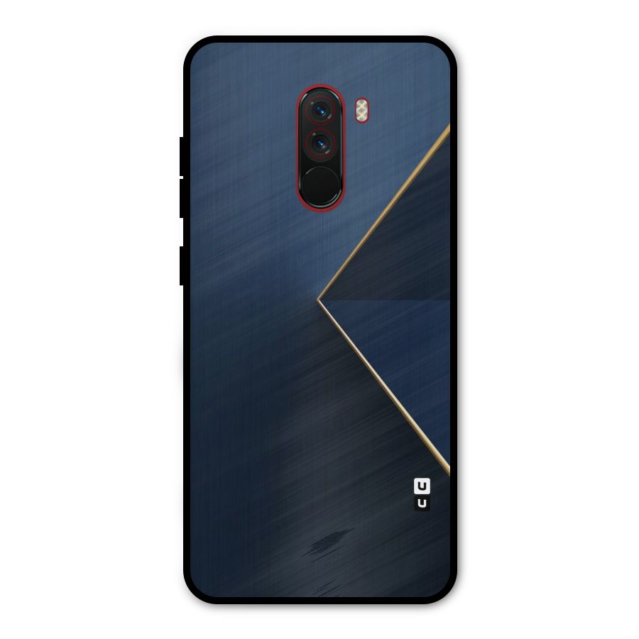 Golden Blue Triangle Metal Back Case for Poco F1