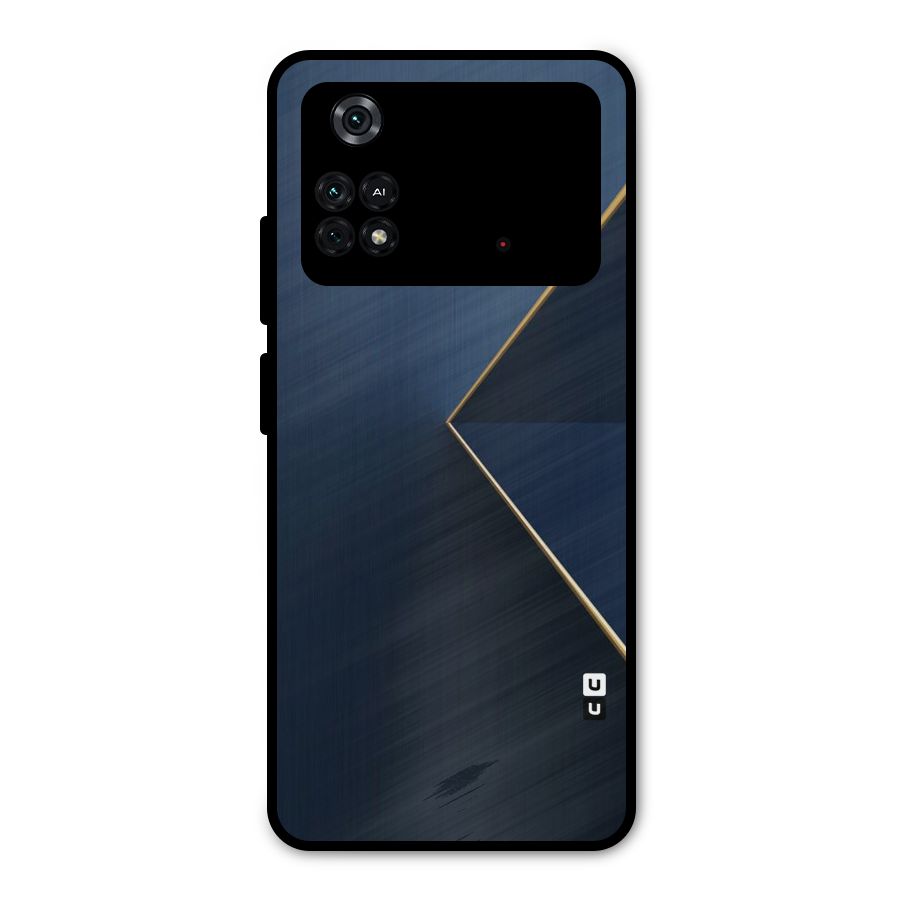 Golden Blue Triangle Metal Back Case for Poco M4 Pro 4G