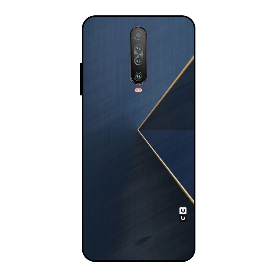 Golden Blue Triangle Metal Back Case for Poco X2