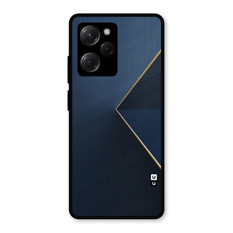 Golden Blue Triangle Metal Back Case for Poco X5 Pro