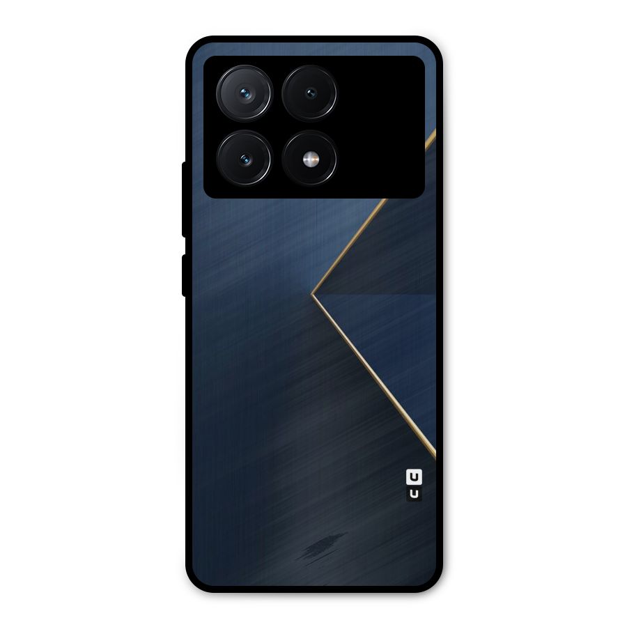 Golden Blue Triangle Metal Back Case for Poco X6 Pro
