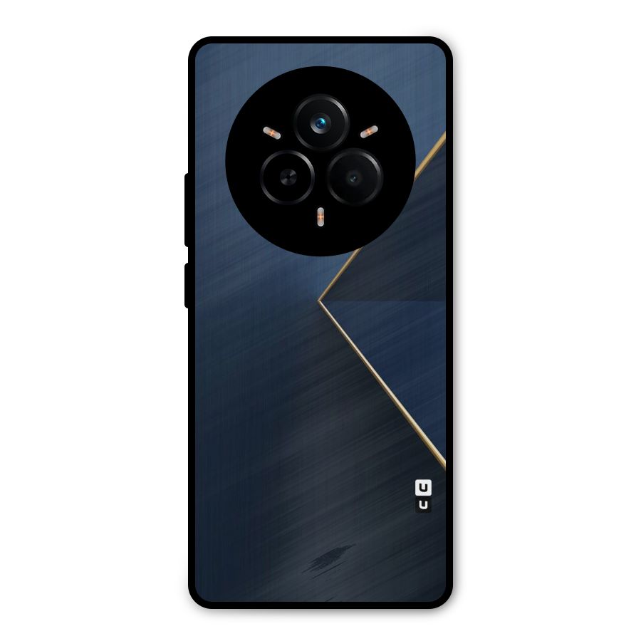 Golden Blue Triangle Metal Back Case for Realme 14 Pro Plus