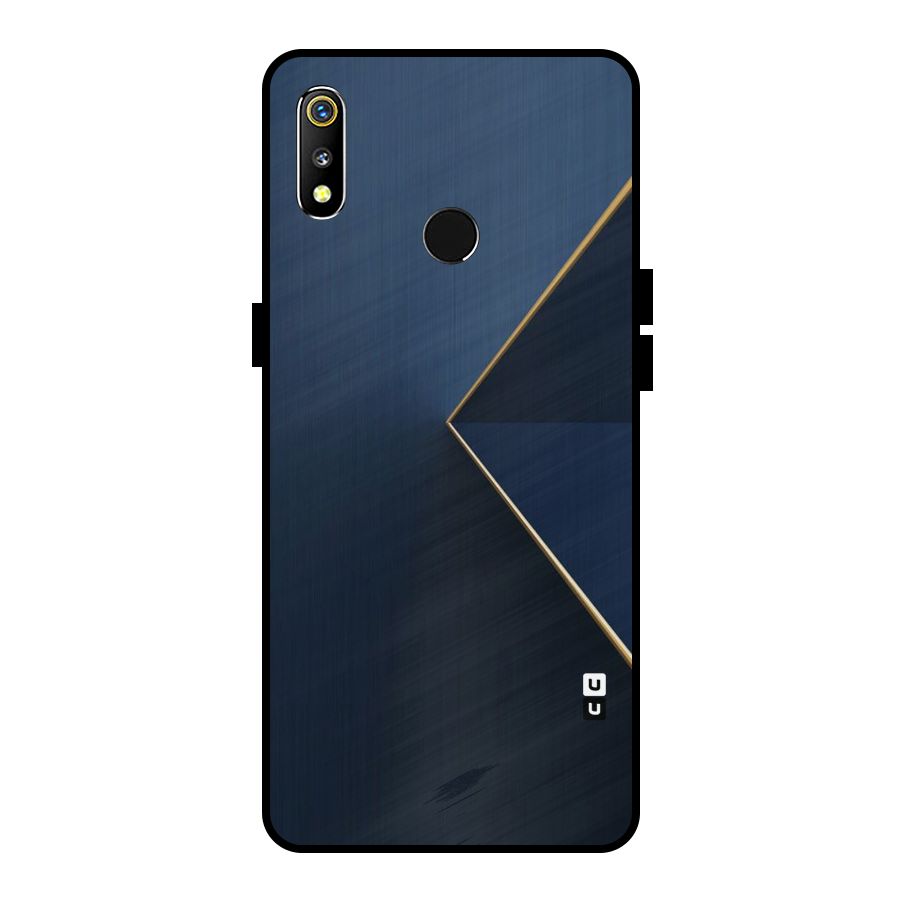 Golden Blue Triangle Metal Back Case for Realme 3i