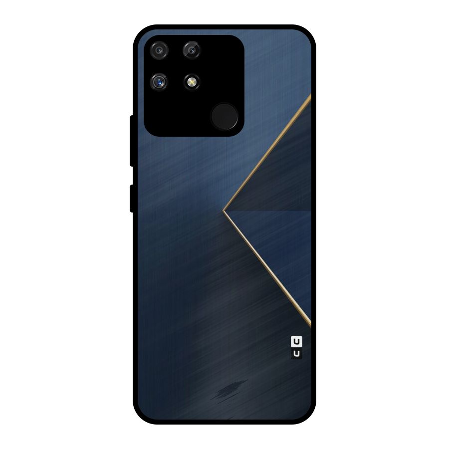 Golden Blue Triangle Metal Back Case for Realme Narzo 50A