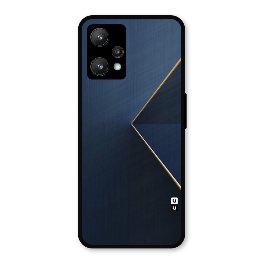Golden Blue Triangle Metal Back Case for Realme Narzo 50 Pro