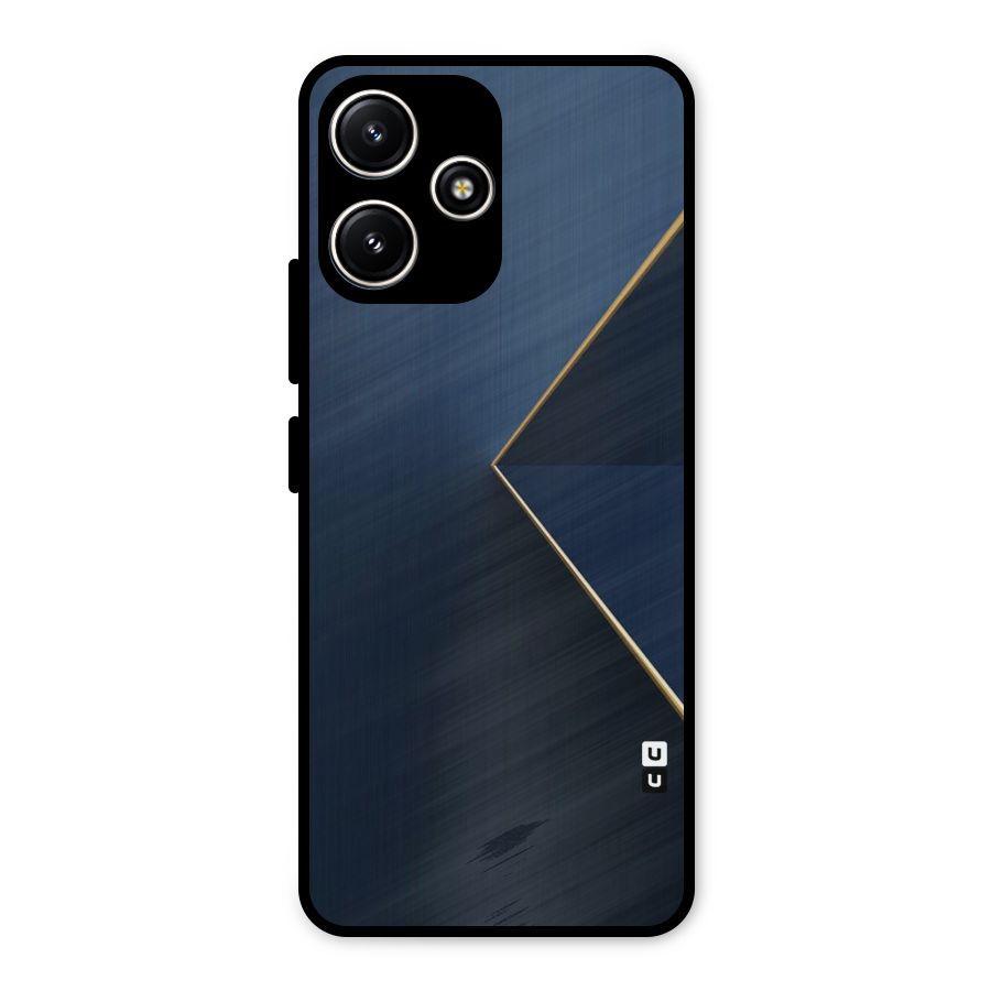 Golden Blue Triangle Metal Back Case for Redmi 12 5G