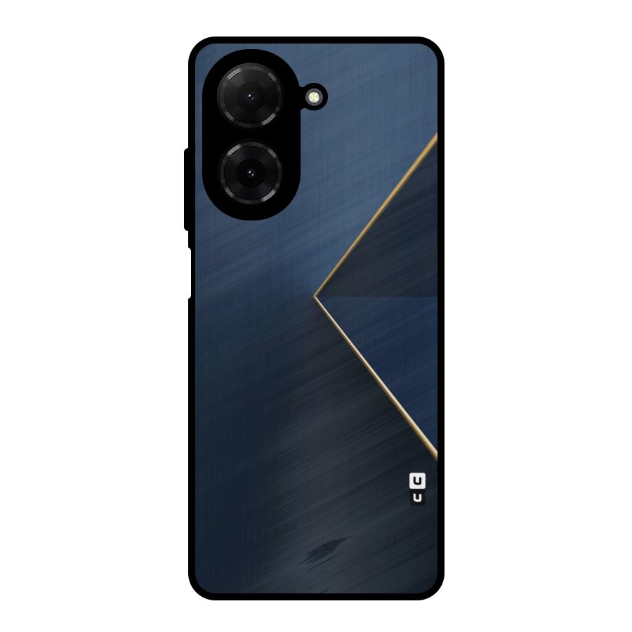 Golden Blue Triangle Metal Back Case for Redmi A5 4G