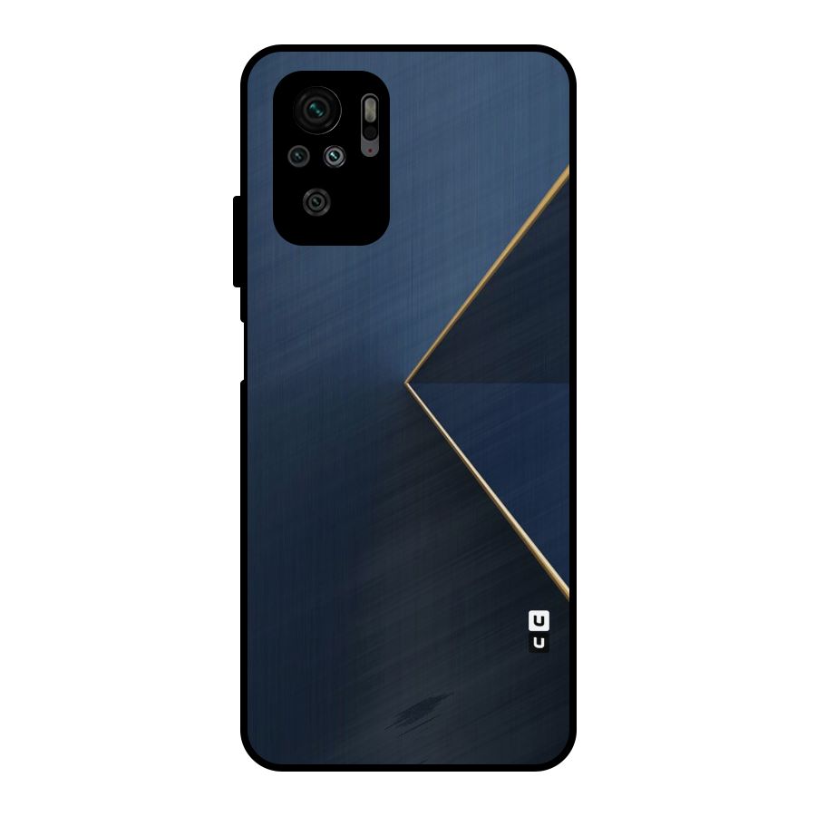 Golden Blue Triangle Metal Back Case for Redmi Note 10
