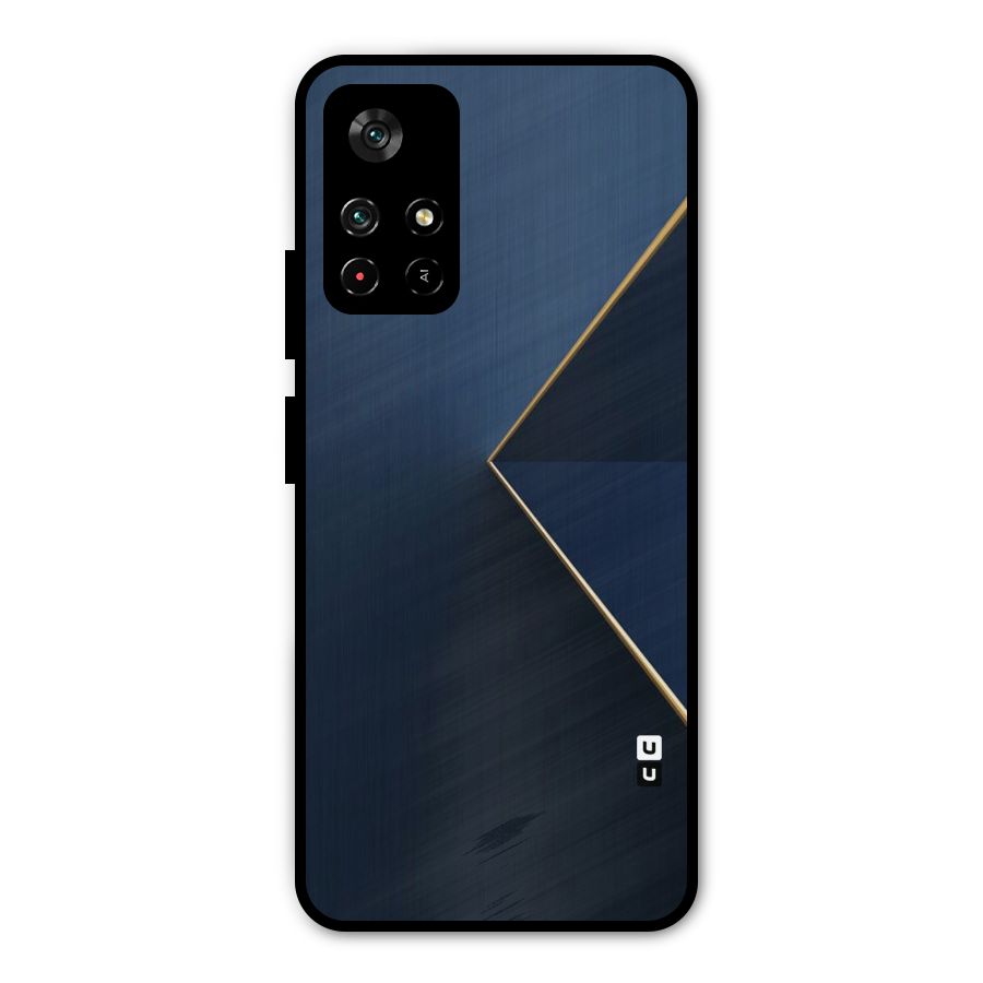 Golden Blue Triangle Metal Back Case for Redmi Note 11T 5G