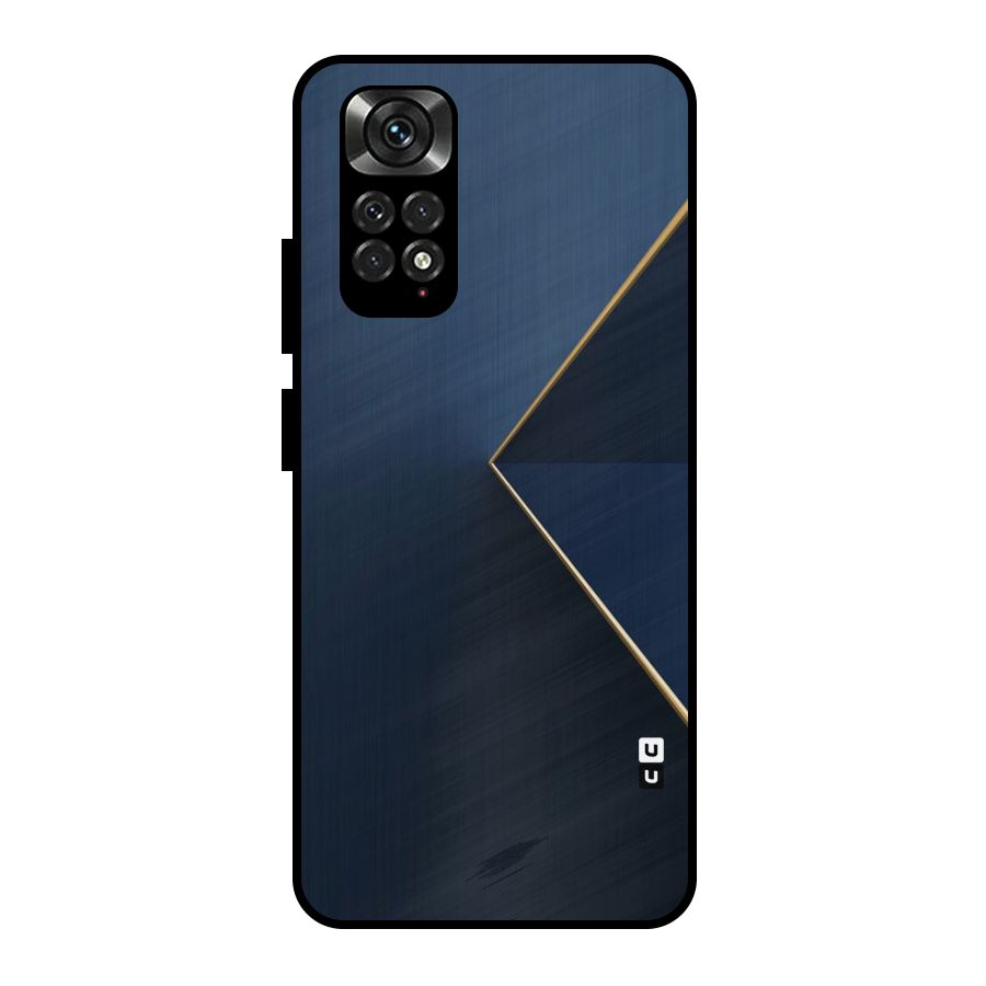 Golden Blue Triangle Metal Back Case for Redmi Note 11 Pro