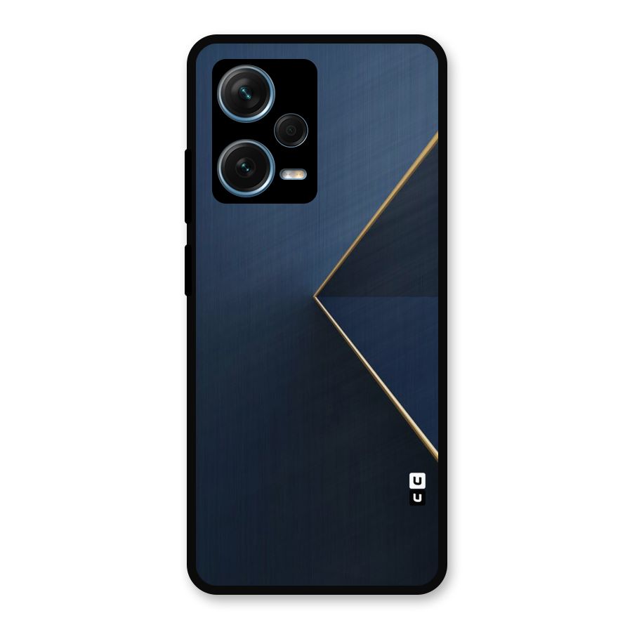 Golden Blue Triangle Metal Back Case for Redmi Note 12 Pro Plus 5G