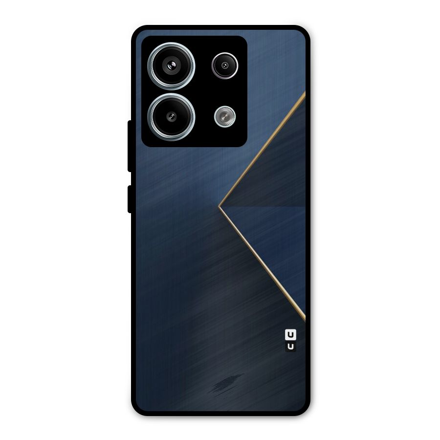Golden Blue Triangle Metal Back Case for Redmi Note 13 Pro 5G