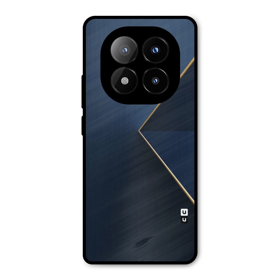 Golden Blue Triangle Metal Back Case for Redmi Note 14 Pro Plus 5G
