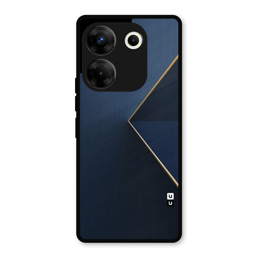 Golden Blue Triangle Metal Back Case for Tecno Camon 20 Pro