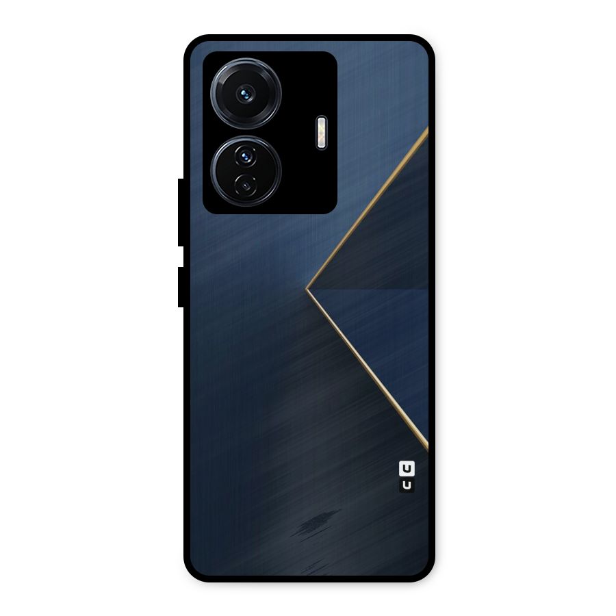Golden Blue Triangle Metal Back Case for Vivo T1 Pro