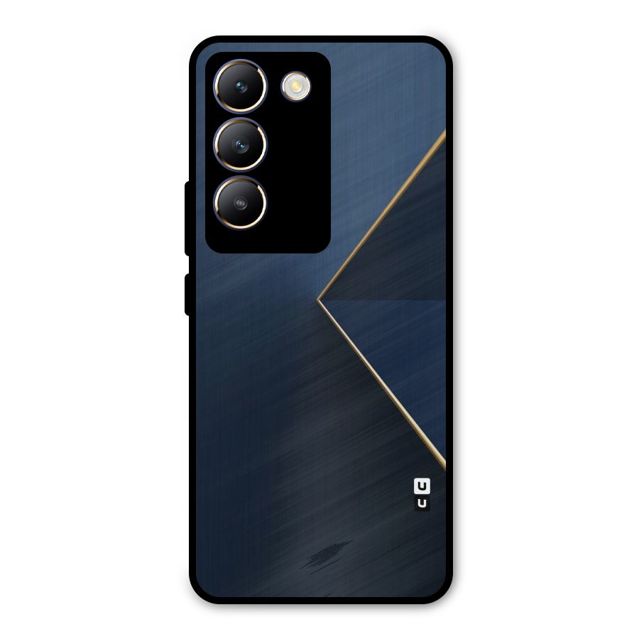 Golden Blue Triangle Metal Back Case for Vivo T3 5G