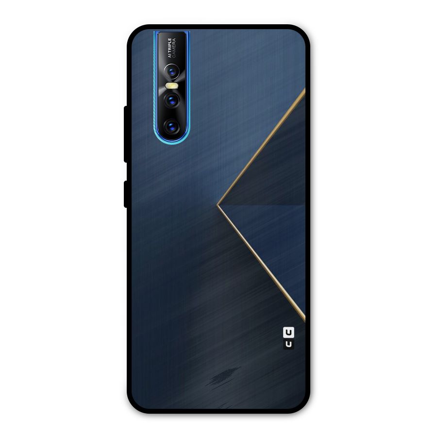 Golden Blue Triangle Metal Back Case for Vivo V15 Pro