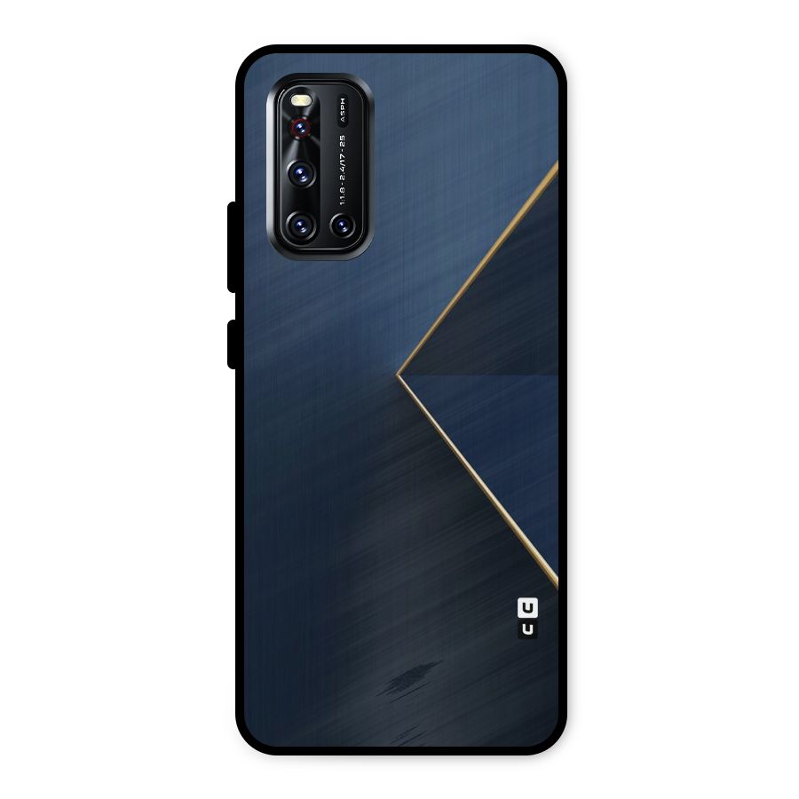 Golden Blue Triangle Metal Back Case for Vivo V19