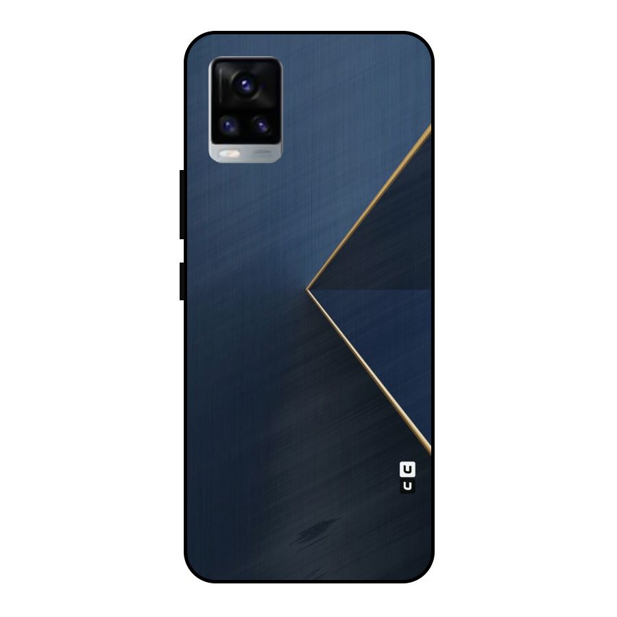 Golden Blue Triangle Metal Back Case for Vivo V20 2021