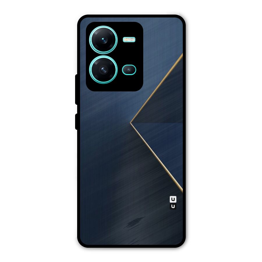 Golden Blue Triangle Metal Back Case for Vivo V25