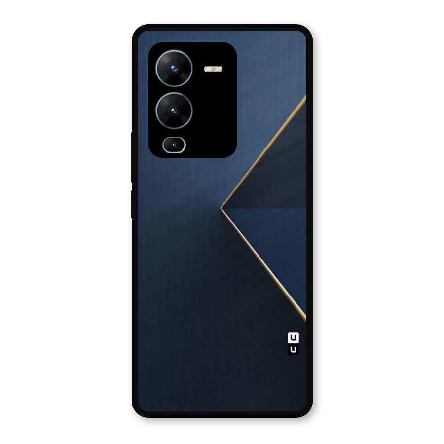 Golden Blue Triangle Metal Back Case for Vivo V25 Pro