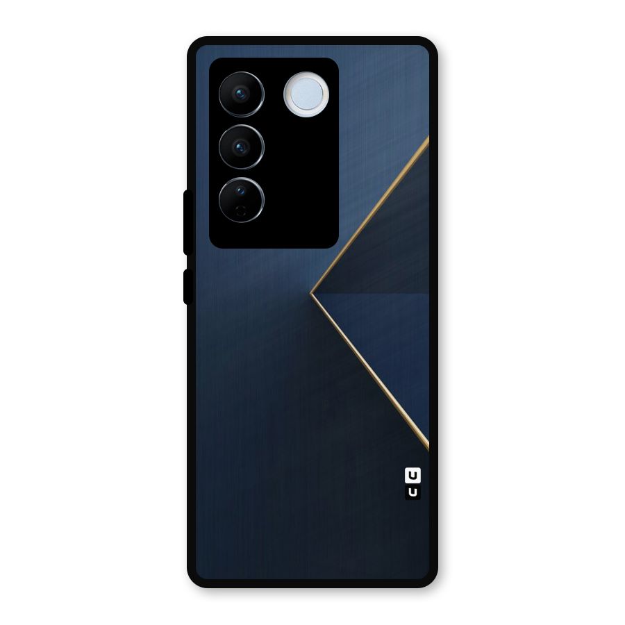 Golden Blue Triangle Metal Back Case for Vivo V27