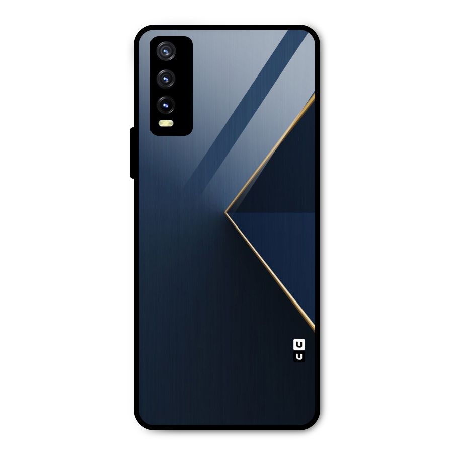 Golden Blue Triangle Metal Back Case for Vivo Y20g