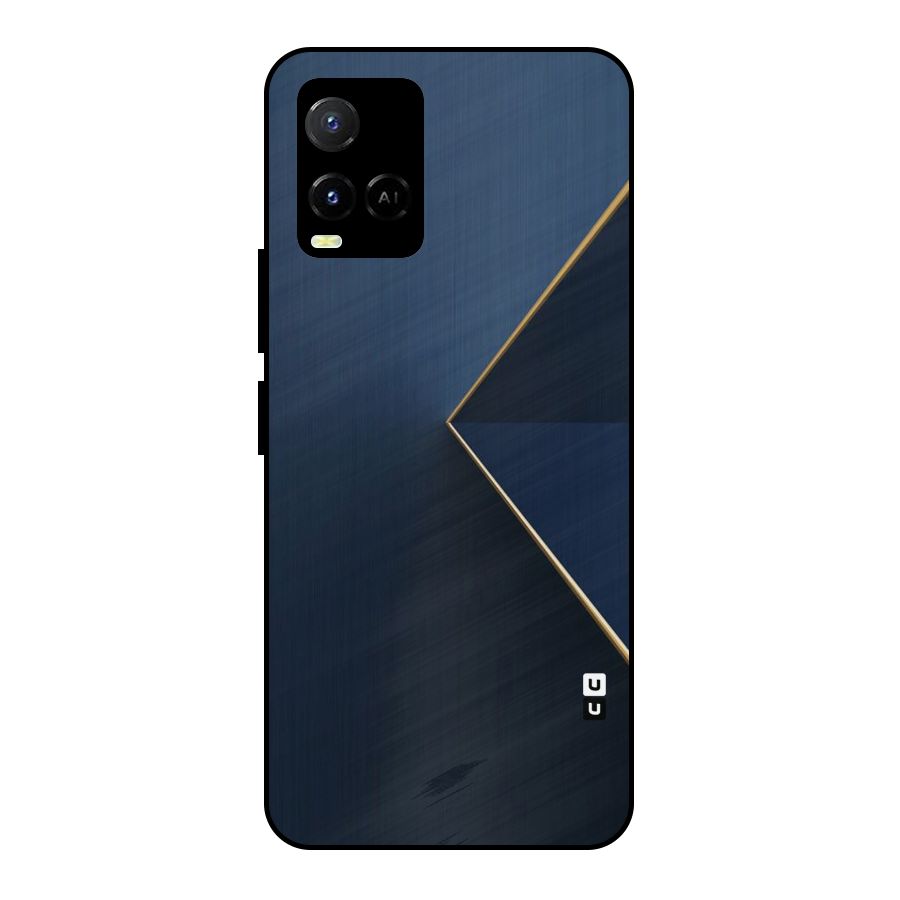 Golden Blue Triangle Metal Back Case for Vivo Y21A