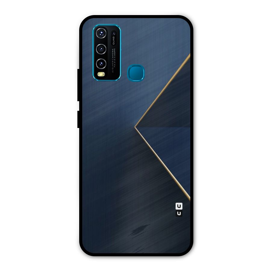 Golden Blue Triangle Metal Back Case for Vivo Y30