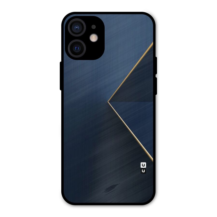 Golden Blue Triangle Metal Back Case for iPhone 12 Mini