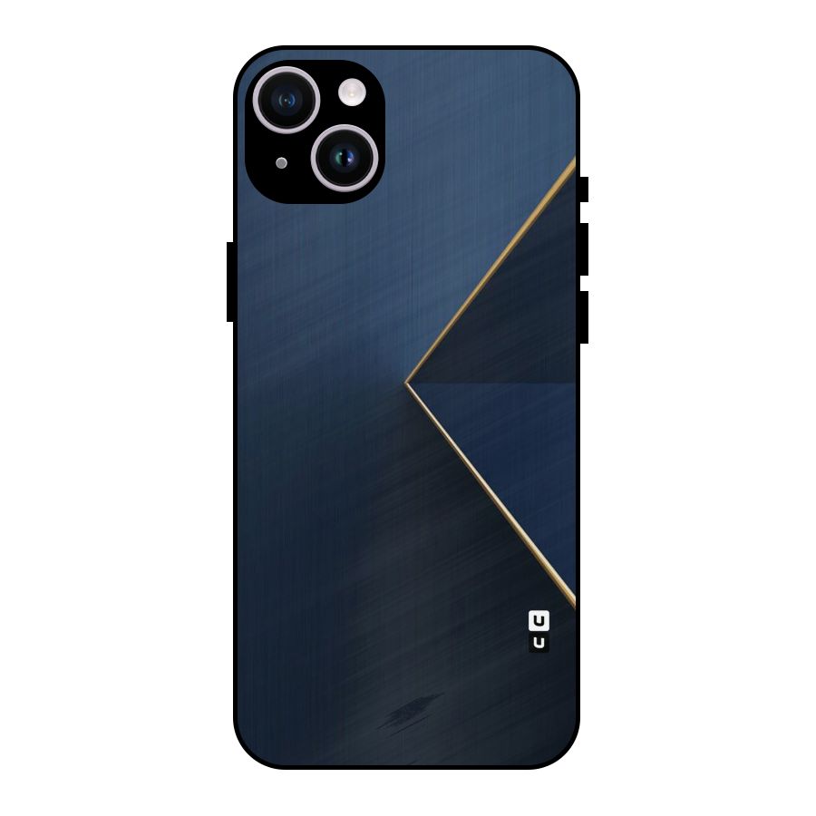 Golden Blue Triangle Metal Back Case for iPhone 14 Plus