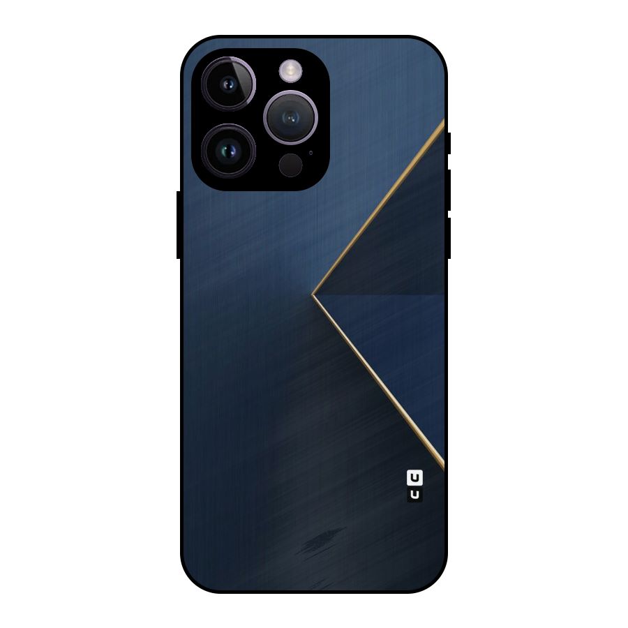 Golden Blue Triangle Metal Back Case for iPhone 14 Pro Max