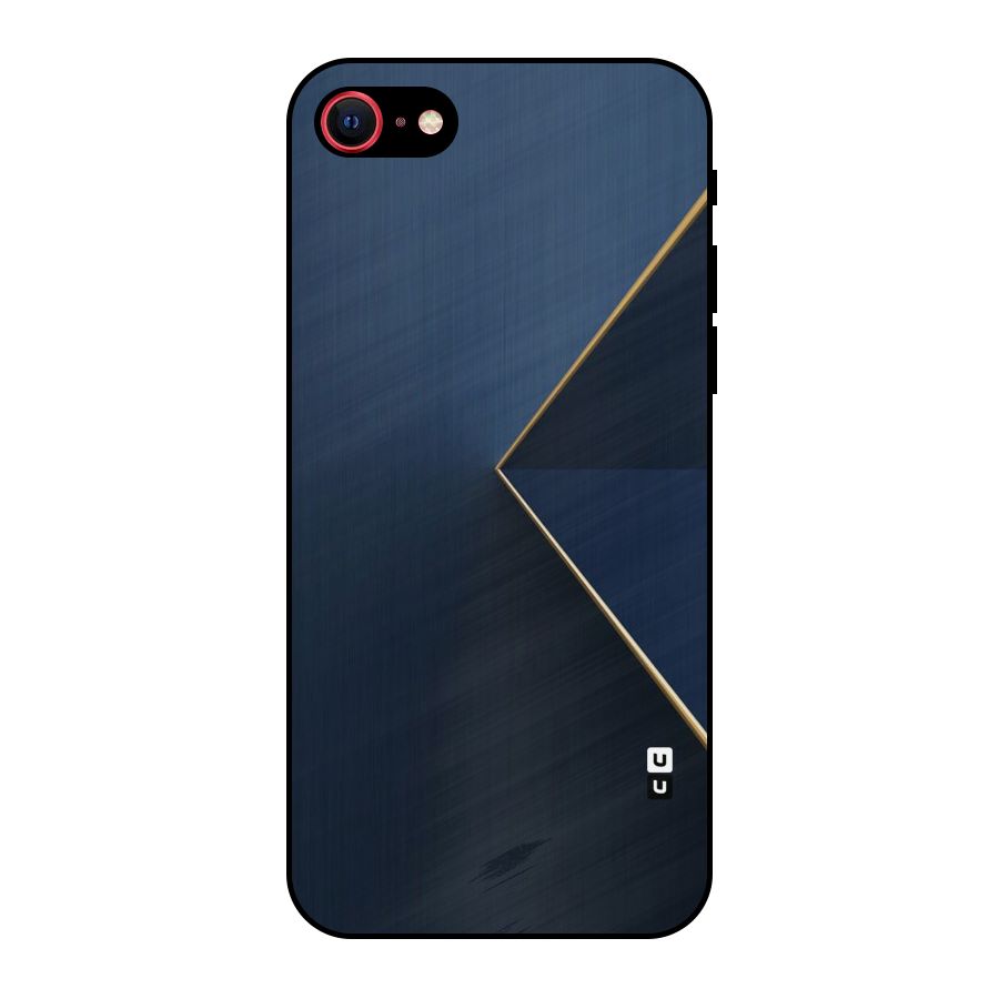 Golden Blue Triangle Metal Back Case for iPhone SE 2022