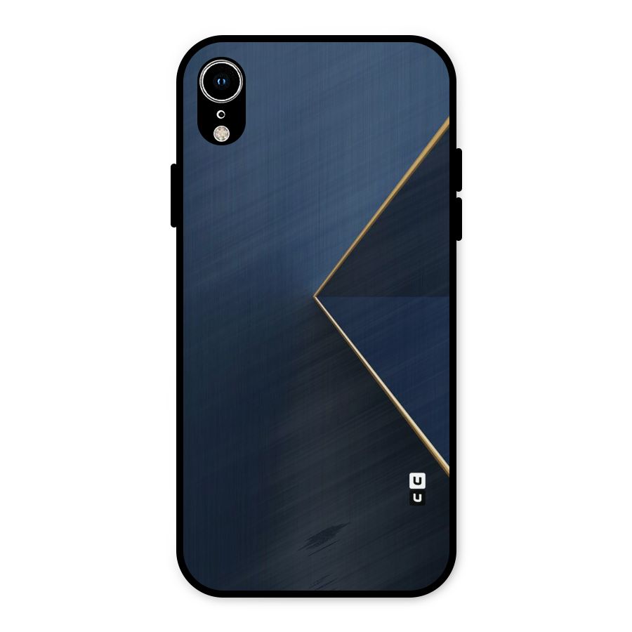 Golden Blue Triangle Metal Back Case for iPhone XR