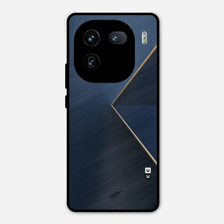 Golden Blue Triangle Metal Back Case for iQOO 12