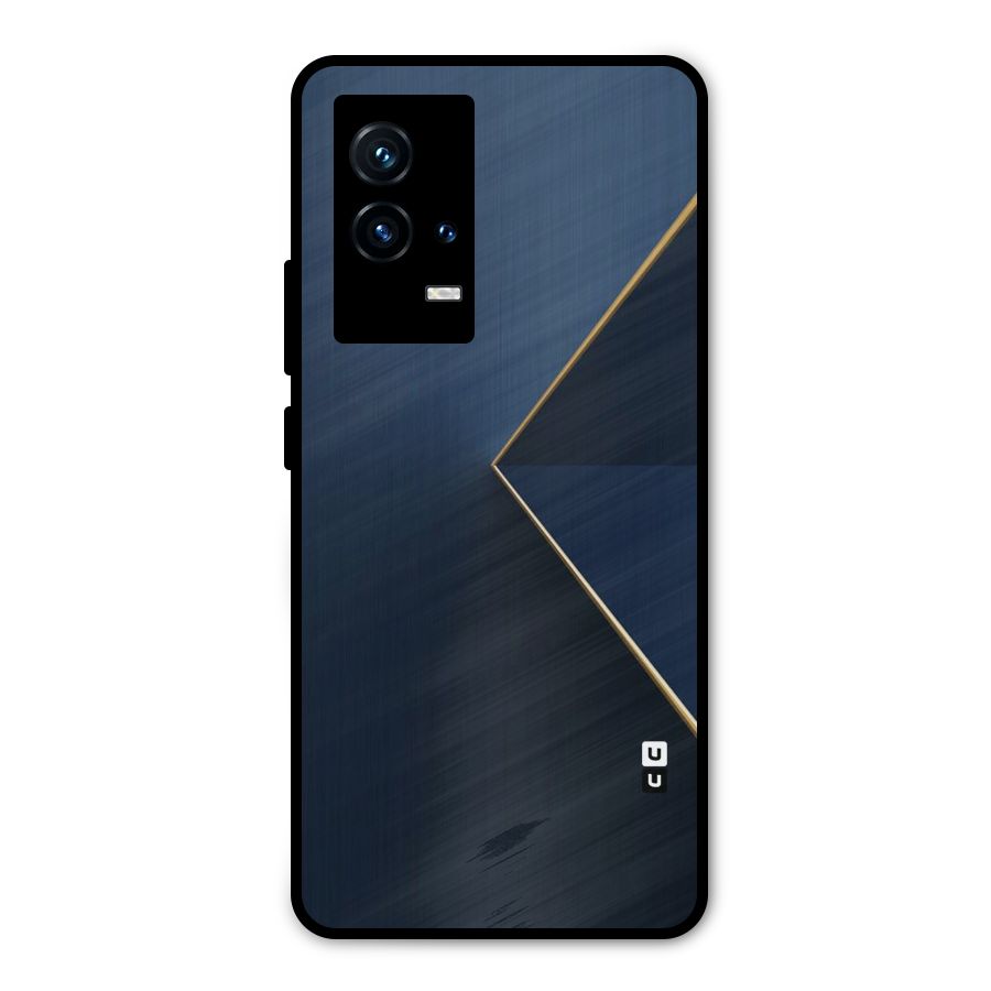 Golden Blue Triangle Metal Back Case for iQOO 9 5G