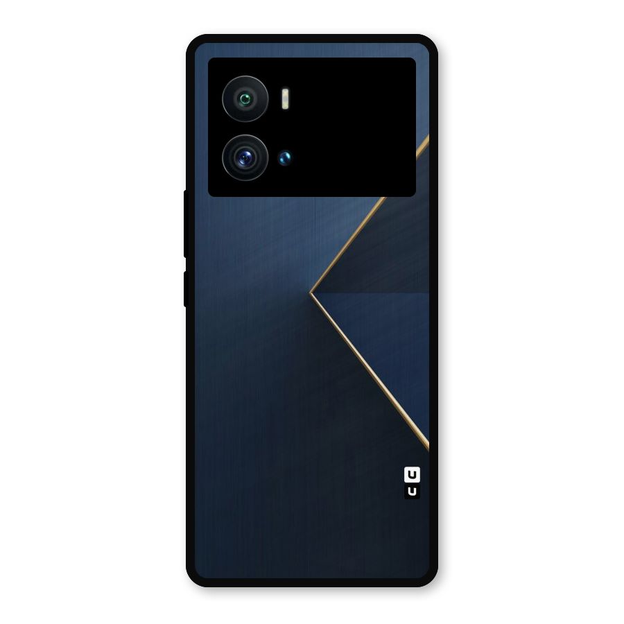 Golden Blue Triangle Metal Back Case for iQOO 9 Pro