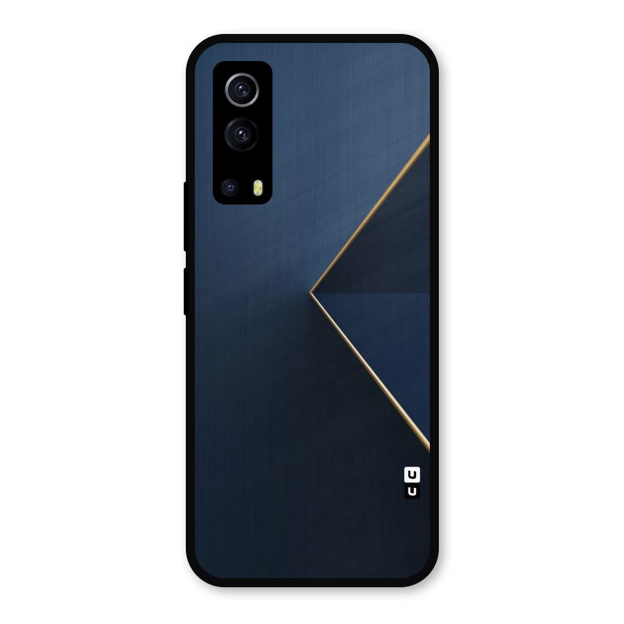 Golden Blue Triangle Metal Back Case for iQOO Z3