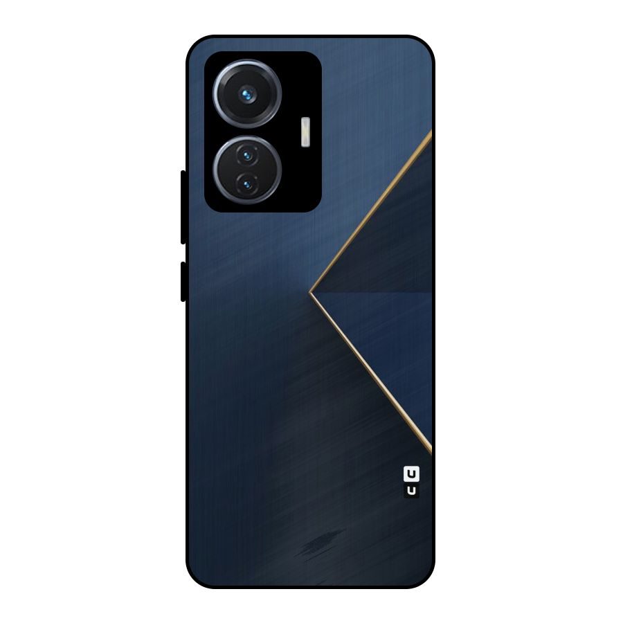 Golden Blue Triangle Metal Back Case for iQOO Z6 44W