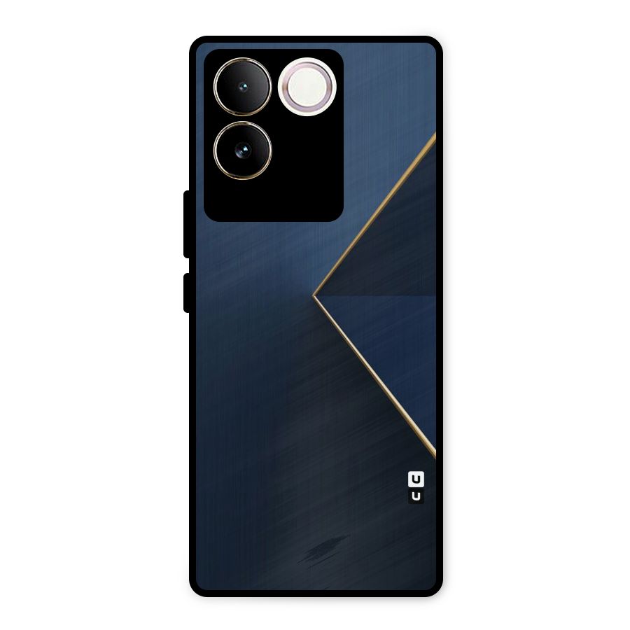 Golden Blue Triangle Metal Back Case for iQOO Z7 Pro