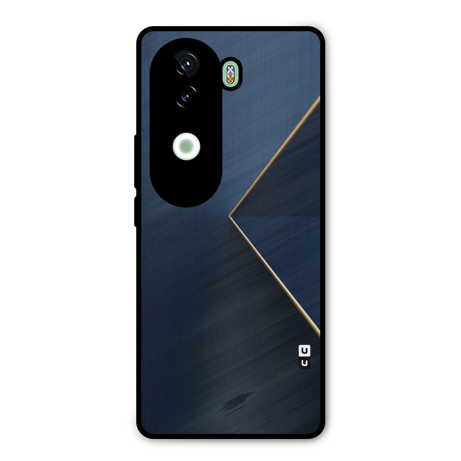 Golden Blue Triangle Metal Back Case for iQOO Z9s