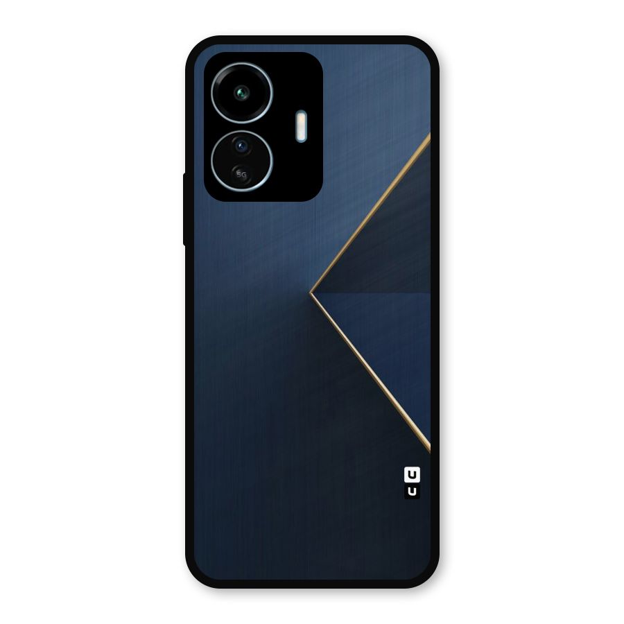 Golden Blue Triangle Metal Back Case for vivo iQOO Z6 Lite 5G