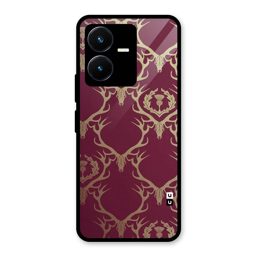 Golden Bull Design Glass Back Case for Vivo Y22s